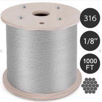 3/16" X 500', 7x19, Type 316 Stainless Steel Cable Reel stainless steel wire